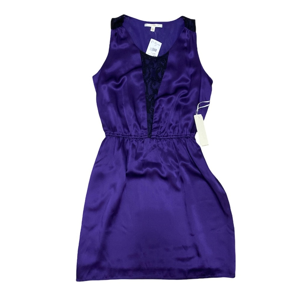 Jenny Han Purple Silk Lace Mini Dress